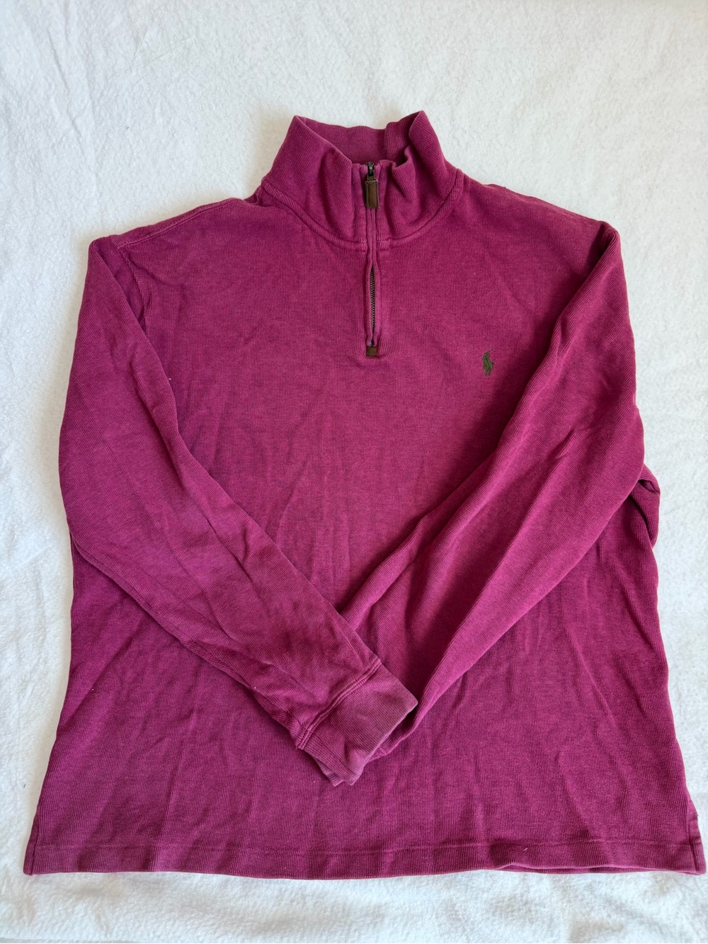 Ralph Lauren Men's Zip Mock Sweater in Raspberry
